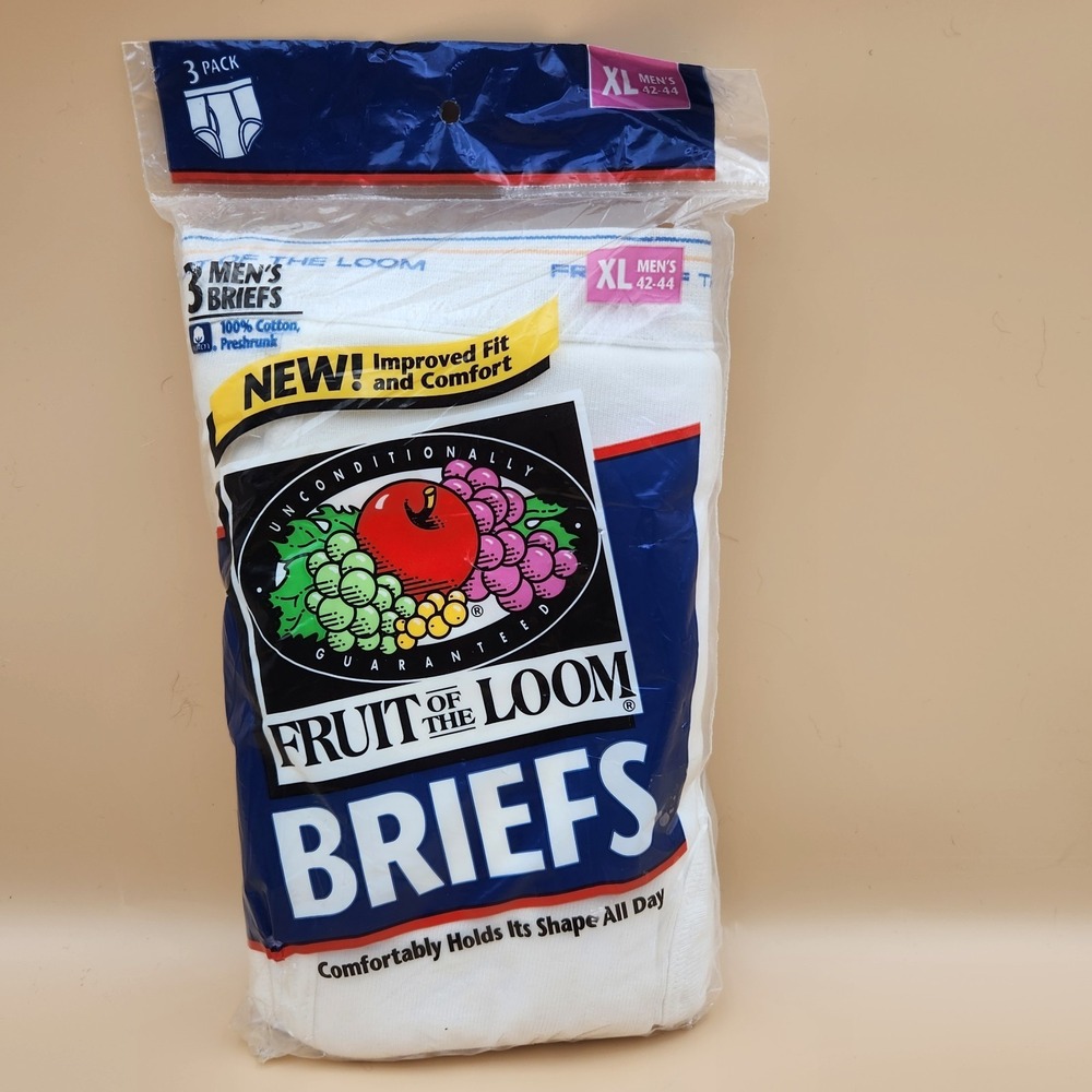 Fruit of the Loom Vintage 1996 Briefs Underwear 3 Pack Whitey Tighties XL NEW